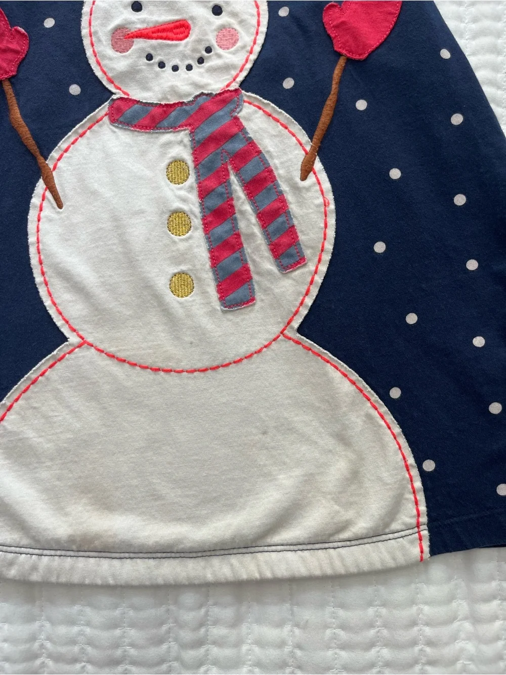Mini Boden Navy Polka Dot Snowman winter Dress